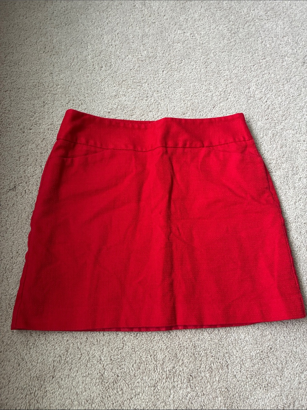 100% Cotton Loft Red Women's Ponte Mini Skirt w/pockets